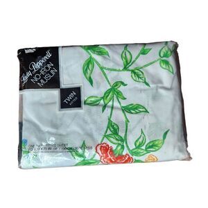 Vintage Lady Pepperell Twin Fitted Bed Sheet White Floral No Iron Muslin NEW